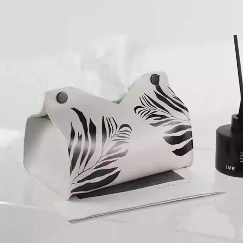 (White)Recipiente de tecido de folha de bambu tinta elegante com superfície para quarto e quarto de hóspedes 1