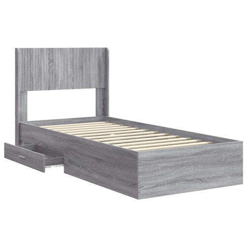 VidaXL vidaXL Bed Frame with Storage and Headboard Grey Sonoma 90 x 200 cm 1