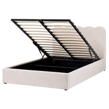Ottoman Bed NANTERRE Fabric Light Beige 140 x 200 cm (EU Double)