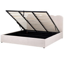 Ottoman Bed NANTERRE Fabric Light Beige 180 x 200 cm (EU Super King)
