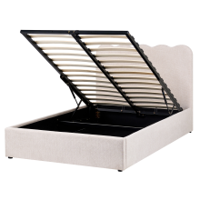 Ottoman Bed NANTERRE Fabric Light Beige 120 x 200 cm (EU Small Double)