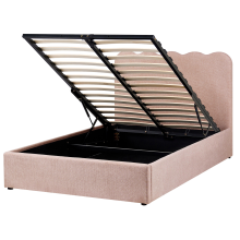Ottoman Bed NANTERRE Fabric Pastel Pink 120 x 200 cm (EU Small Double)