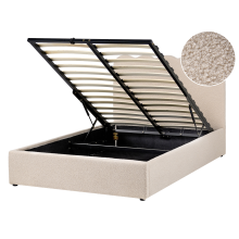 Ottoman Bed NANTERRE Boucle Beige 120 x 200 cm (EU Small Double)