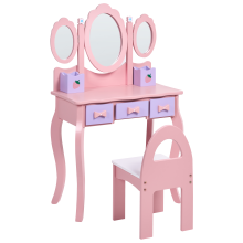 Kids Vanity Table with Chair ROSABELLE Pink