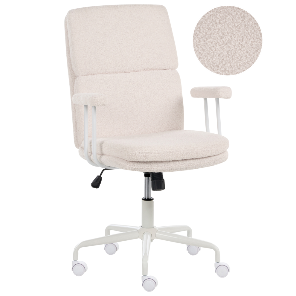 Beliani Office Chair Vero Boucle Off-White