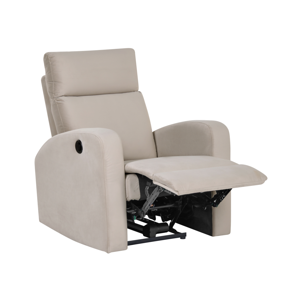 Beliani Electric Recliner Chair Verdal With Footrest Velvet Beige