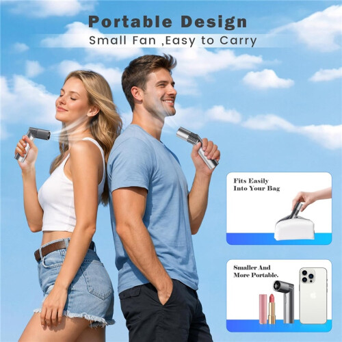 Tragbarer Mini-Nackenventilator, Lippenstift-Multifunktion, Reise-Grau 2