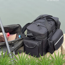 (Black) Portable Fishing Tackle Bags Large-capacity Fishing Bag Fishing Gear Fishing Gifts for Starter Men Teens