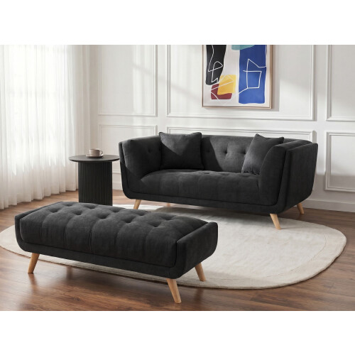 Beliani Sofa 2 Seater HABO Fabric Black 1