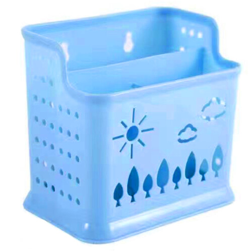 (Blue) Double Compartment Chopstick & Utensil Holder 1
