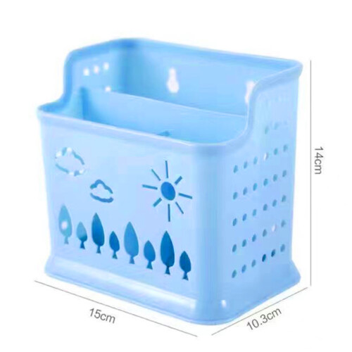 (Blue) Double Compartment Chopstick & Utensil Holder 2