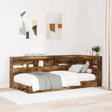 vidaXL Storage Headboard with Shelf Smoked Oak 90 cm Engineered Wood