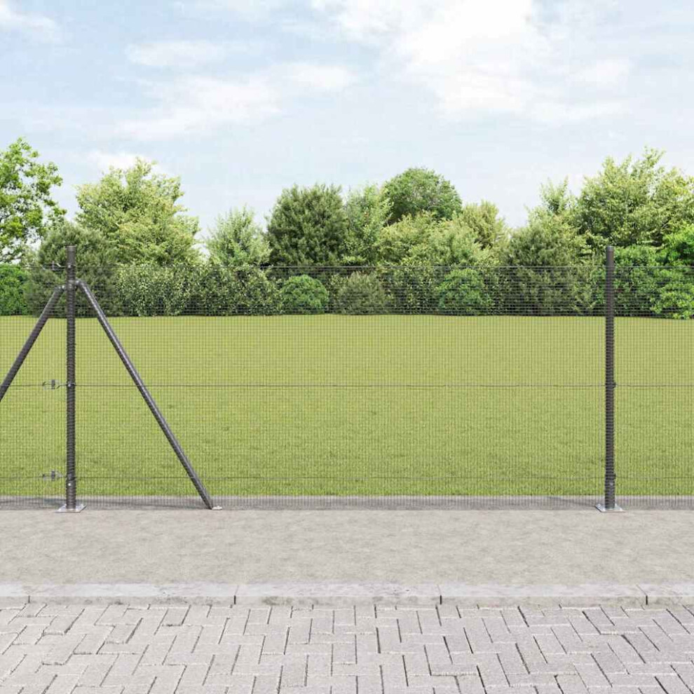 Vidaxl Welded Wire Fence With Concrete Base 25 X 0.8 M Grey Mesh