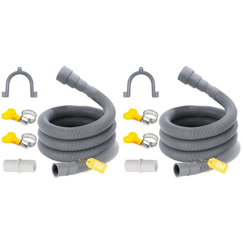 2X Universal Washing Machine Drain Hose Extension Kit with Bracket, Connector and Clamps,Ideal for Kitchen Use