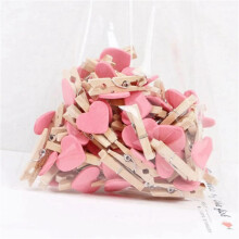 100X H Heart Love Wooden Clothes Photo Paper Peg Pin  Clothespin Postcard Clips Home Wedding Decoration Stationery
