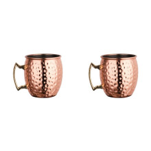 2X Moscow Mule Cup Stainless Steel Cocktail Mug Beer Cup Copper Plating Hammer Point