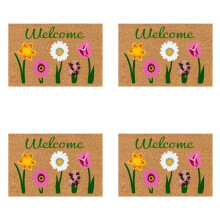 4X Välkommen Floral Coir Dörrmatta för Inomhus Utomhus Utomhusmatta för Entré Utanför Gård Heminredning