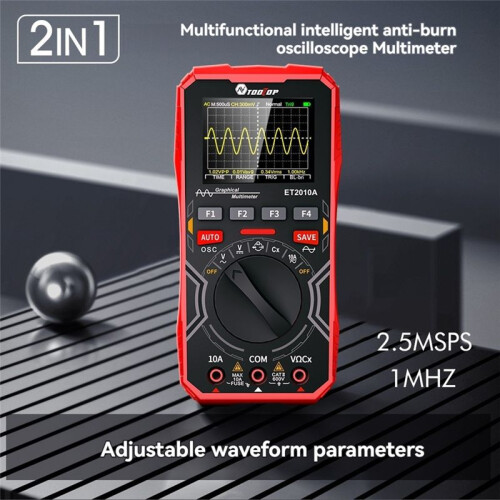 TOOLTOP ET2010A Digital Oscilloscope Multimeter 1Mhz 2.5MSps AUTO Oscilloscope AC/ 600V Graphcial Multimeter 1