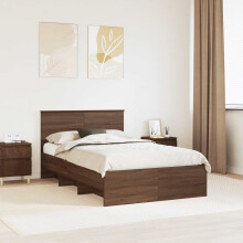 vidaXL Bed Frame with Headboard Brown Oak 137 x 203 cm Engineered Wood