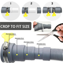 2X Kit D'Extension de Tuyau de Vidange Universel pour Machine à Laver avec Support, Connecteur et Colliers, Idéal pour la Cuisine.