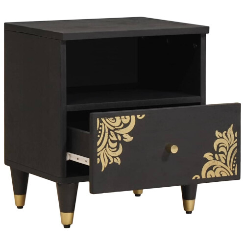 VidaXL vidaXL Bedside Cabinet 2 pcs Black 40 x 33 x 46 cm Solid Mango Wood 2
