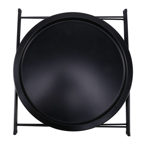 Folding Side Coffee Table Round Metal Tray Top Portable Coffee Night Stand,Black 2