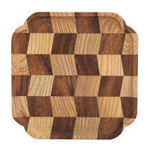 Tábua de corte de madeira resistente com design quadriculado, segura para alimentos e resistente a mofo, acessório de cozinha para chefs