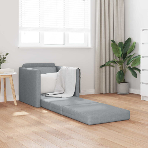 VidaXL vidaXL Folding Sofa Bed Light Grey 74 x 77 x 81 cm Fabric