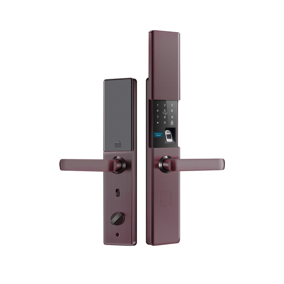 (Brown) Smart Lock Fingerprint Lock Password Lock Electronic Door Lock Home Security Door Homestay Door Lock Card Access Lock 6935060802124