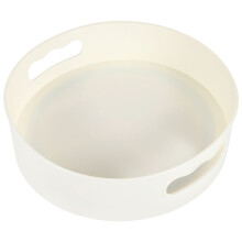Rotating Tray Turntable Kitchen Storage Containers for Spice Jar Food Snack Tray Non Slip Dried Storage Plate, White