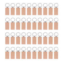 40 Pcs Blank Wooden Keychain Rectangular Engraving Key Diy Wood Keychains Key Tags Can Engrave Diy Gifts