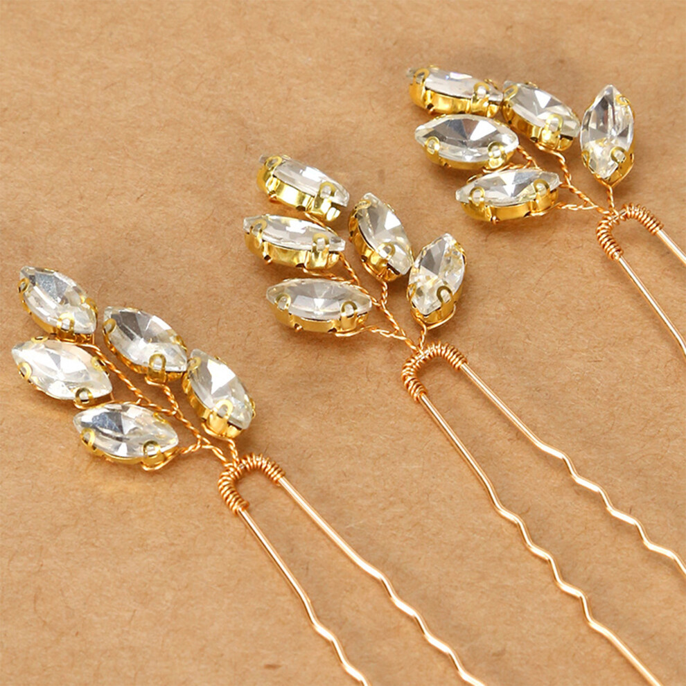 Hue-Grain (White) 3Pcs U-Shaped Hair Pins, Bridal Alloy For Thin/Thick Hair