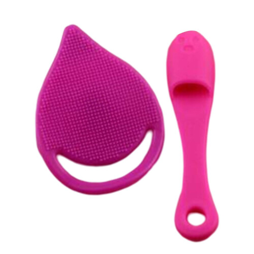 (Deep Rose) 2pcs Silicone Face Brush Set for Exfoliating