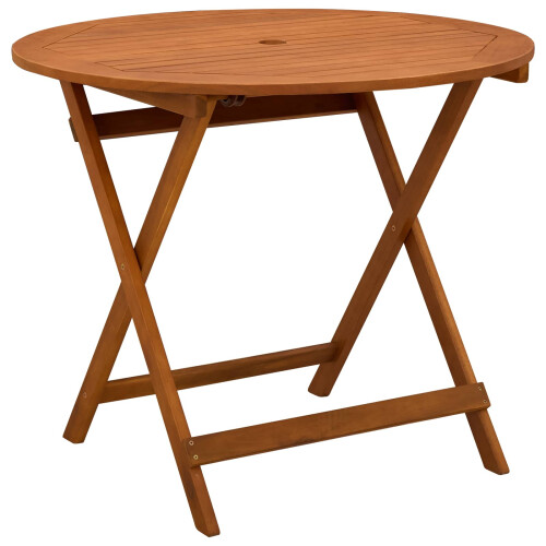 VidaXL vidaXL Folding Garden Table Brown Ø 90 x 75 cm Solid Eucalyptus Wood 1