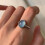 Silver Plated Oval Aqua Blue Necklace & Adjustable Ring 6