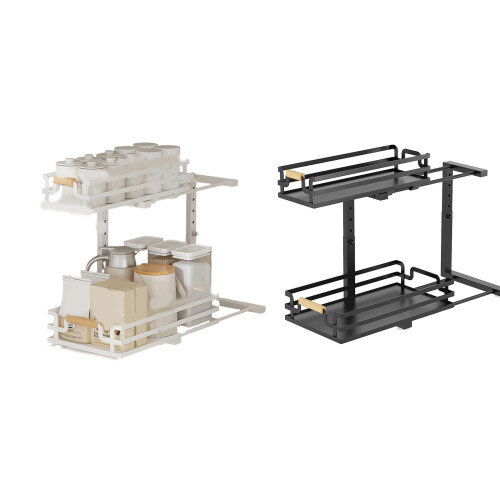 Large Capacity Under Sink Organizers Carbon Steel Kitchen-Black 1
