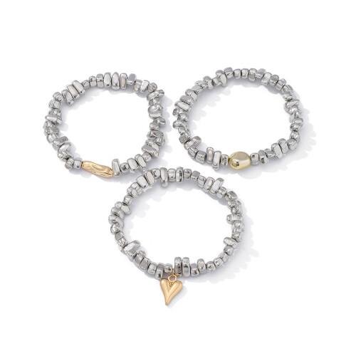 3pcs Heart Beaded Bracelets, Stacked Gift Set 1