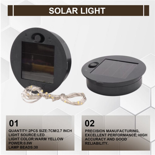 2Pcs Solar Light Replacement Top LED Solar Panel Lantern Lid for Outdoor Hanging Lanterns IP65 Waterproof 1