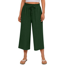 Pantalons pour femmes, pantalons Gaucho à jambes-Vert armée M
