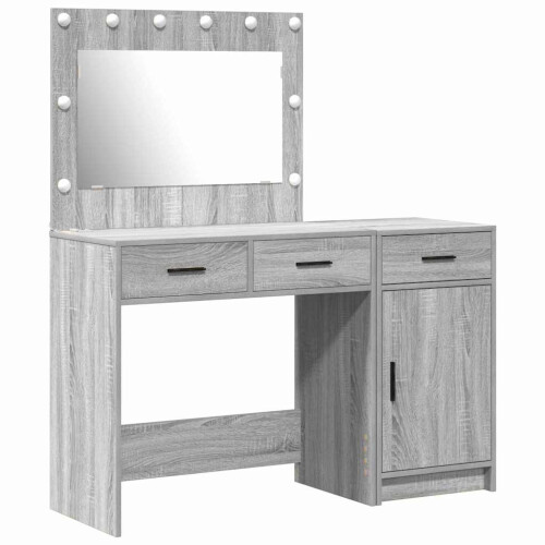 VidaXL vidaXL Dressing Table with Mirror Lights 2 pcs Grey Engineered wood 1