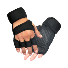 (Black, S) Unisex Gym Gloves: Anti-Slip Half Finger Design