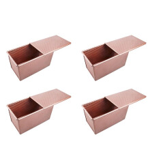 4X Baking Pullman Loaf Pan with Cover,Bread Pan with Lid,Nonstick Rectangle Corrugated Toast Box for Oven, Dough Cavity