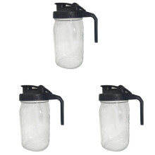 3X 32Oz Mason Jar Pour Spout Lid -Glass Pitcher with Lid ,Breast Milk Pitcher,Seal for Juice,Milk,Coffee,Tea,Lemonade
