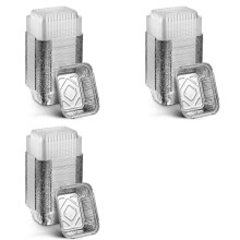 3X Disposable Takeaway Pan with Transparent Lid, Rectangular Aluminum Foil Tray, Tightly Sealed, 410ml Capacity