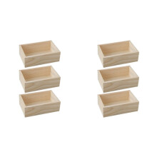 6X Retro Square Wooden Succulent Small Flower Pot Wooden Box Home Gardening Decoration Supplies