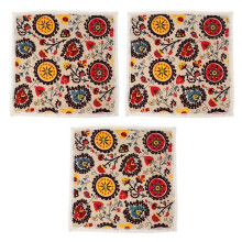 3X Vintage Square Cotton Linen Lace Sun Flower Tablecloth, Washable Tablecloth Dinner Picnic Table Cloth
