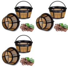 6X Reusable Coffee Filter, Basket Coffee Filters 8-12 Cup Replacement Coffee Filter with Stainless Steel Mesh Bottom