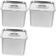 3X Stainless Steel Ice Cream Container Airtight Lid Freshness Preservation Versatile Food Storage Box