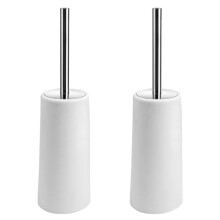 ToilettenbüRste und Halter, 2Er-Pack ToilettenbüRste mit Langem Griff Aus Edelstahl 304, WC-BüRste Weiß