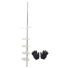 4 Tier Adjustable Telescopic Bathroom Corner Shower Shelf Rack Caddy Organiser